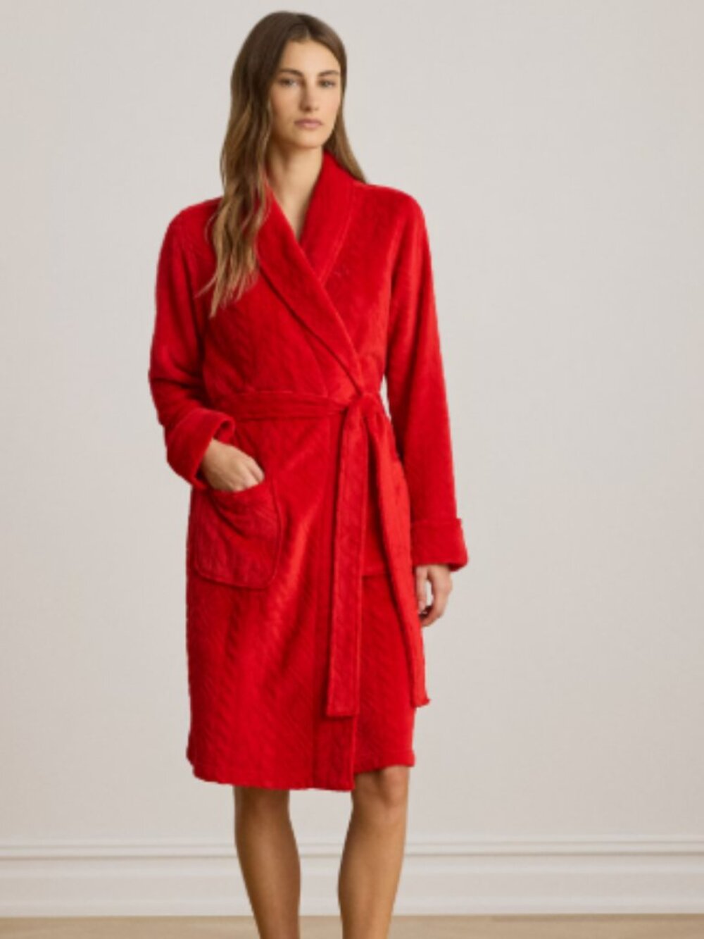 Lauren Ralph Lauren Plush Chenille Shawl Collar Robe Red Women’s Large NWT
